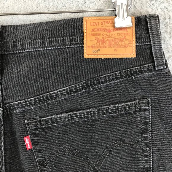 Vintage LEVIS Black Distressed Cutoff Denim Shorts 31 - Picture 13 of 14